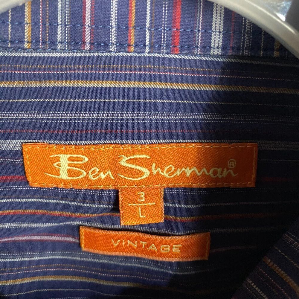 Ben Sherman Dress Shirt Men's Large Vintage Fit Long Sleeve Striped Adults - Picture 3 of 8